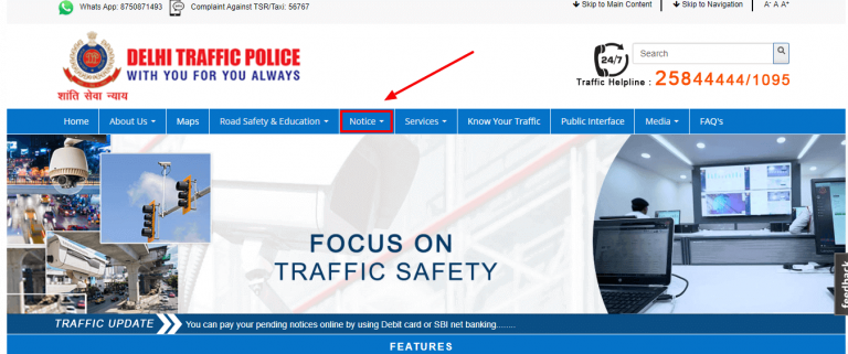 Delhi Traffic Police Website